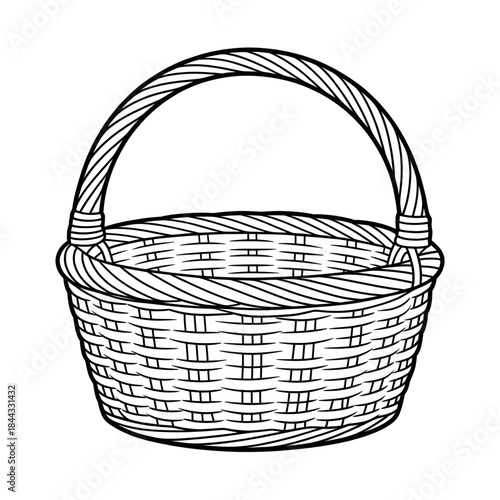 A line art basket illustration vector style coloring book