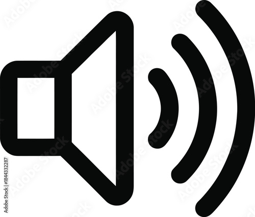 Volume speaker vector icon with sound waves indicating audio output for interface elements on a dark background