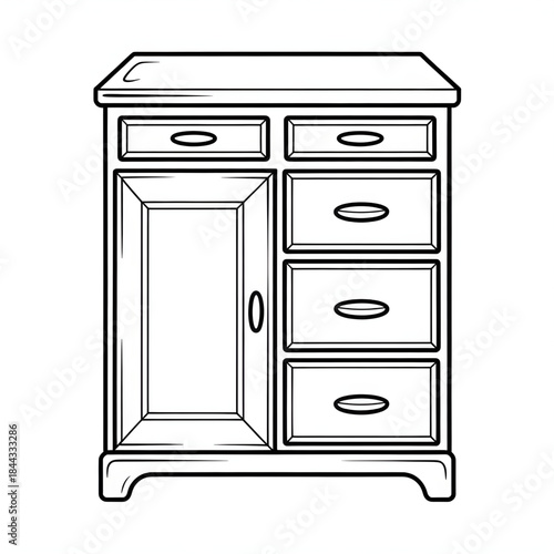 A line art cabinet illustration vector style coloring book