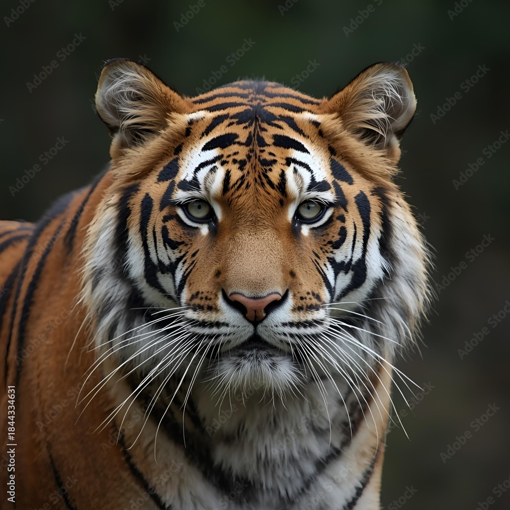 Fototapeta premium Powerful Close-up Portrait of a Bengal Tiger Staring Intently