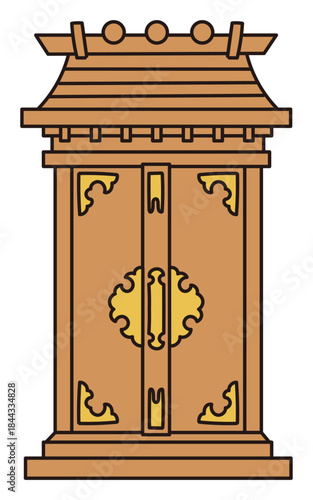 Kamidana Shrine House Vector Illustration – Japanese Shinto Altar