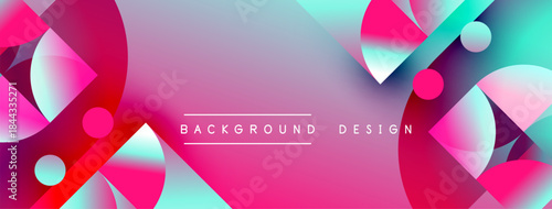 Abstract vibrant design. Fluid shapes blend pink, turquoise, purple hues. Modern composition creates dynamic visual impact.