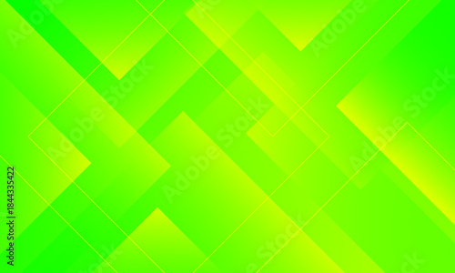 Abstract background of stacked geometric shapes green yellow gradient, modern dynamic combination of abstract shapes and lines.