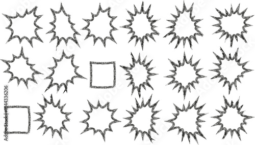 Set of black outline shapes on white background isolated