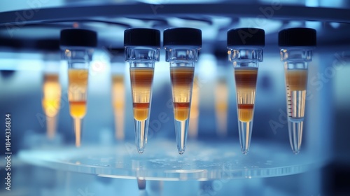 Transparent Centrifuge Tubes Containing Separated Layered Fluids