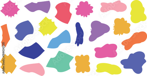 Colorful abstract shapes and forms on white background