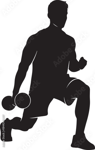 Man doing lunges with dumbbells in hand exercise