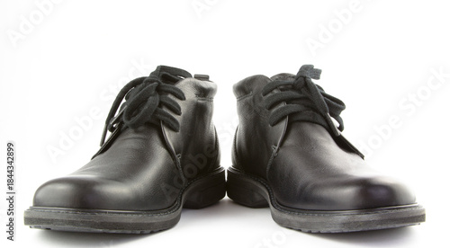 A pair of black leather shoes isolated on white