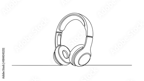 Minimalist outline of headphones on a simple background  