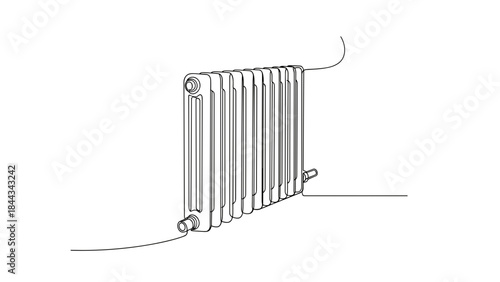 Classic radiator heater with vertical fins in minimalist design  