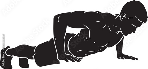 Man doing push-ups in black silhouette style