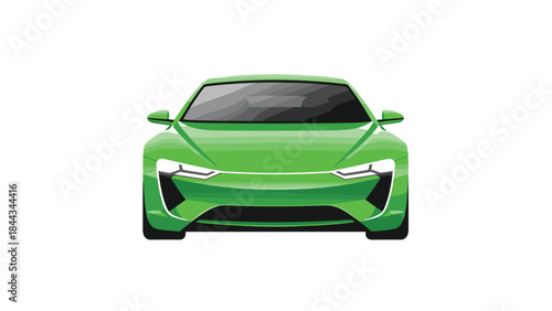 Sleek and modern bright green electric car, showcased in a dynamic front view, symbolizing innovation in automotive technology.