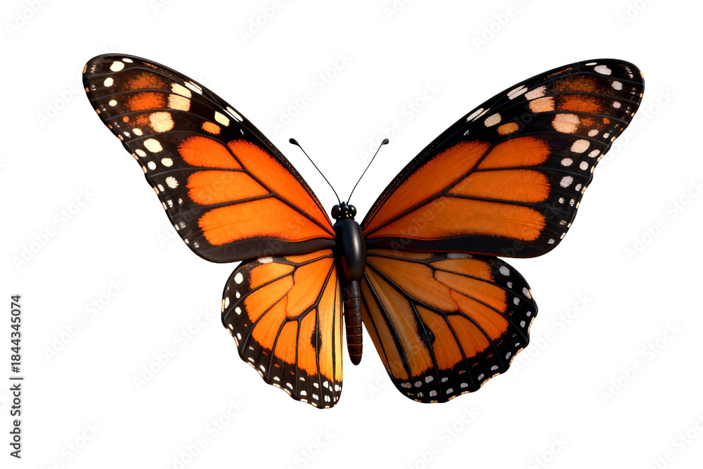 Fototapeta premium Vibrant Monarch Butterfly with Open Wings