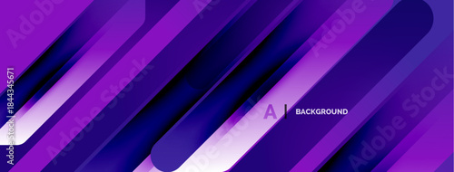 Abstract purple design features dynamic lines, gradients, layers. Modern aesthetic suitable for backgrounds, presentations, digital art.