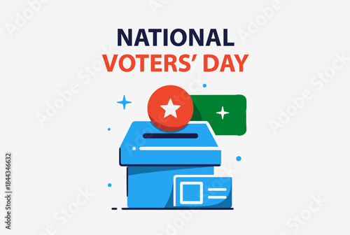 Illustration of a ballot box with a star coin being dropped, celebrating National Voters' Day.