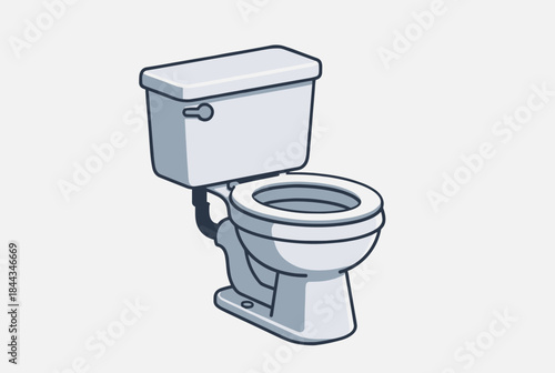 A simple, clean illustration of a white ceramic toilet with a tank and bowl.