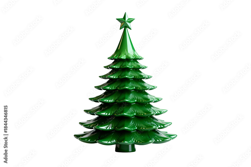 Fototapeta premium Green Ceramic Christmas Tree with Star Topper