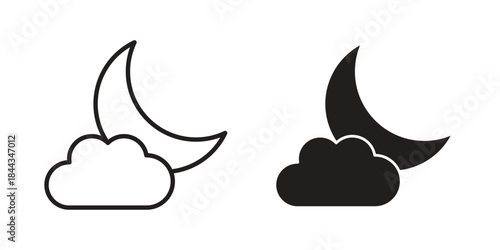 Cloud moon icons logo design, Pictogram Icons
