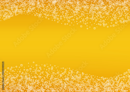 Golden Ale Fizz: Abstract Bubbling Background.
Refreshing Lager Texture with White Foam Bubbles.
Bright Orange Carbonated Drink Banner Template.