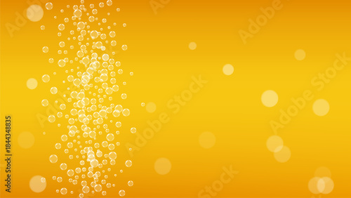 Golden Ale Fizz: Abstract Bubbling Background.
Refreshing Lager Texture with White Foam Bubbles.
Bright Orange Carbonated Drink Banner Template.