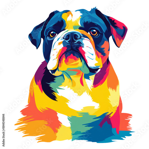English Bulldog Portrait Illustration Watercolour Painting