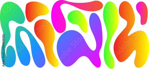 Vibrant abstract fluid shapes in a colorful gradient pattern on a white background