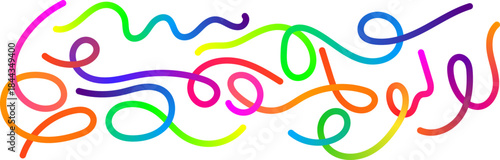 Vibrant abstract design with colorful wavy and looping lines creating a playful pattern