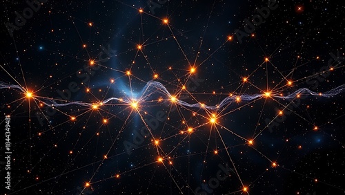 A cosmic neural network linking stars and galaxies with luminous synapses, symbolizing universal consciousness.
