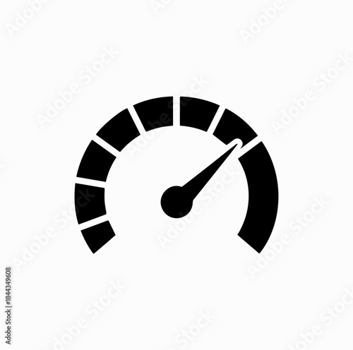 Speedometer Gauge Icon with Red Warning Zone Vector