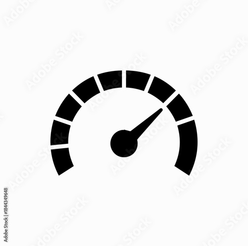 Speedometer Gauge Icon with Red Warning Zone Vector