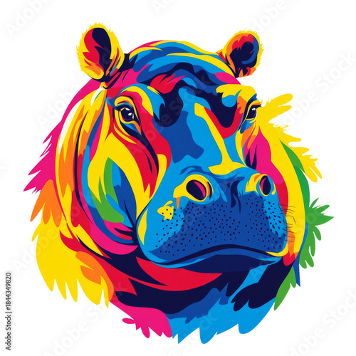 Hippopotamus Portrait Illustration Watercolour Painting