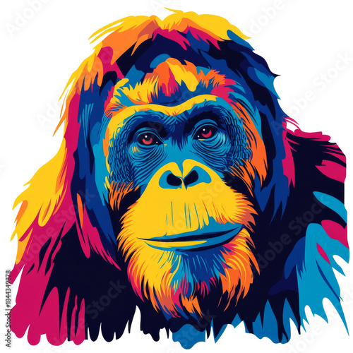 Orangutan Portrait Illustration Watercolour Painting