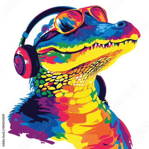 Crocodile Portrait With Glasses Illustration Watercolour Painting