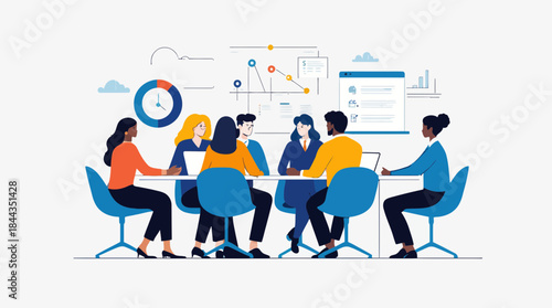 Dynamic diverse team collaborating on strategy during productive meeting, driving growth and innovation in a modern, fast-paced business environment