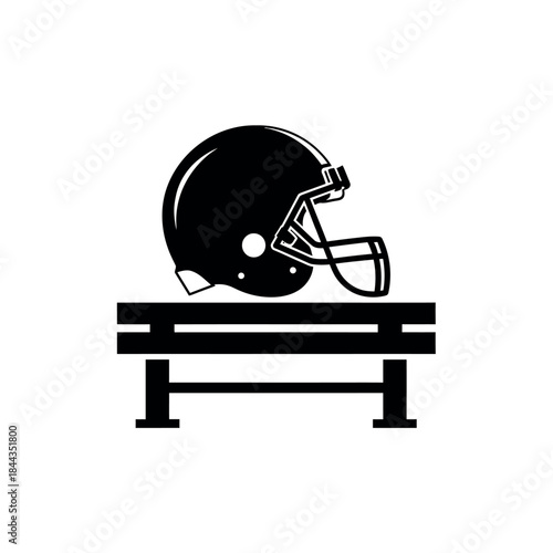 American Football Helmet on a Bench.