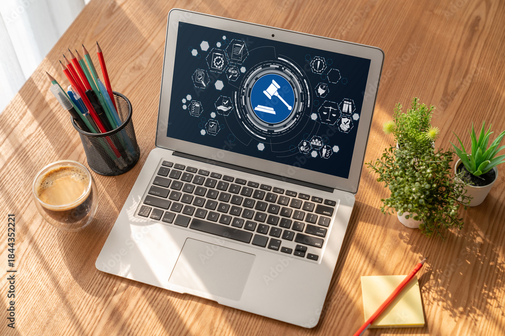 Fototapeta premium Compliance system for modish online corporate business to meet quality standard