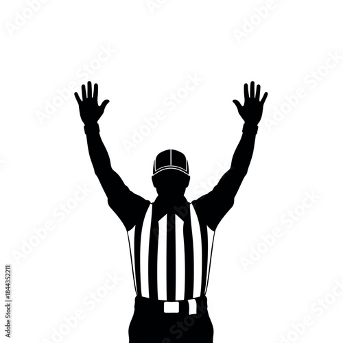 American Football Referee Signaling Touchdown.