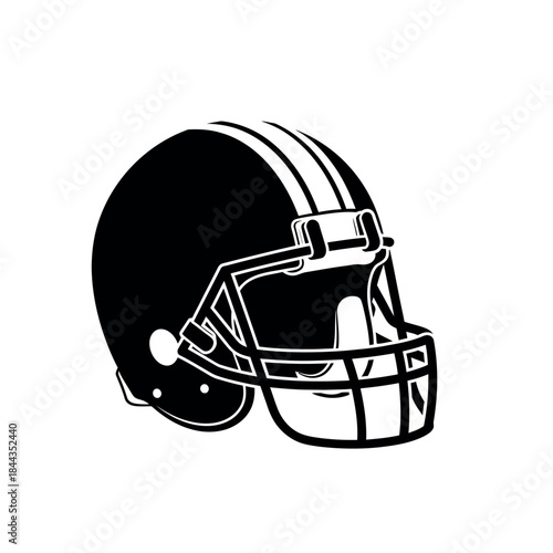 Black and white illustration of an American football helmet with two stripes.
