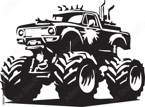 Giant Wheels and Roaring Engines: A powerful, rugged monster truck with oversized tires, symbol of strength and dominance.