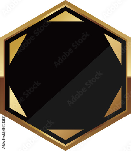 高級感のあるシンプルな六角形フレーム　ブラック＆ゴールド