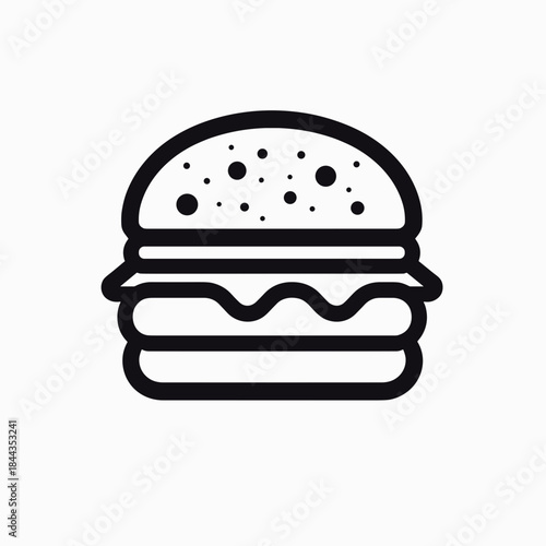 Hamburger icon with sesame seed bun and layers  