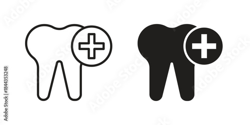 Dental care icons on white background. Line vector sign, symbol for web and mobile