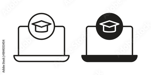 E learning icons on white background. Line vector sign, symbol for web and mobile