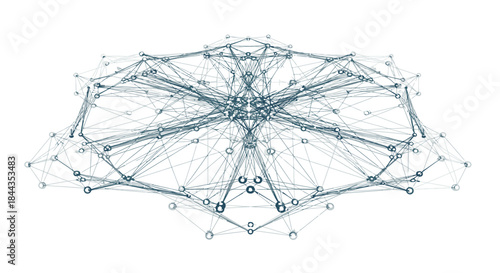 An intricate abstract representation of a complex digital network or data structure, highlighting advanced technological connectivity and scientific innovation.