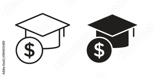 Education cost icons on white background. Line vector sign, symbol for web and mobile