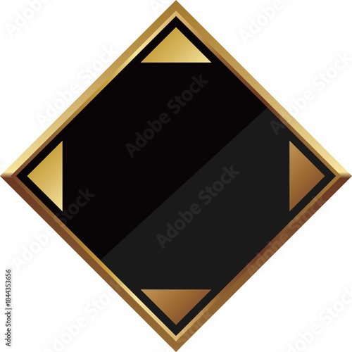 高級感のあるシンプルな菱型フレーム　ブラック＆ゴールド