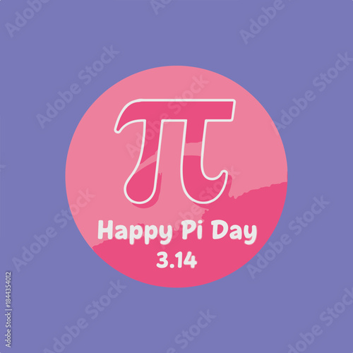 Vibrant Pink Pi Symbol Celebration Happy Pi Day Sticker.eps