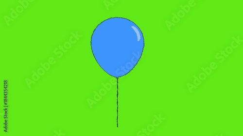 animation blue balloon on green screen