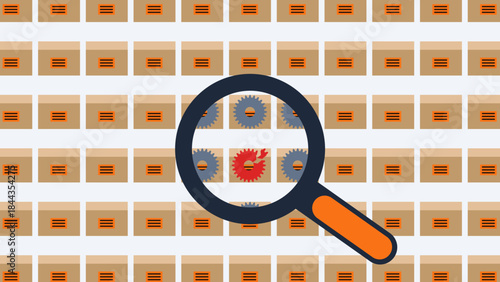 Quality control defect detection scan vector finding broken red gear