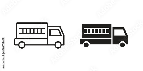 Fire truck icons on white background. Line vector sign, symbol for web and mobile